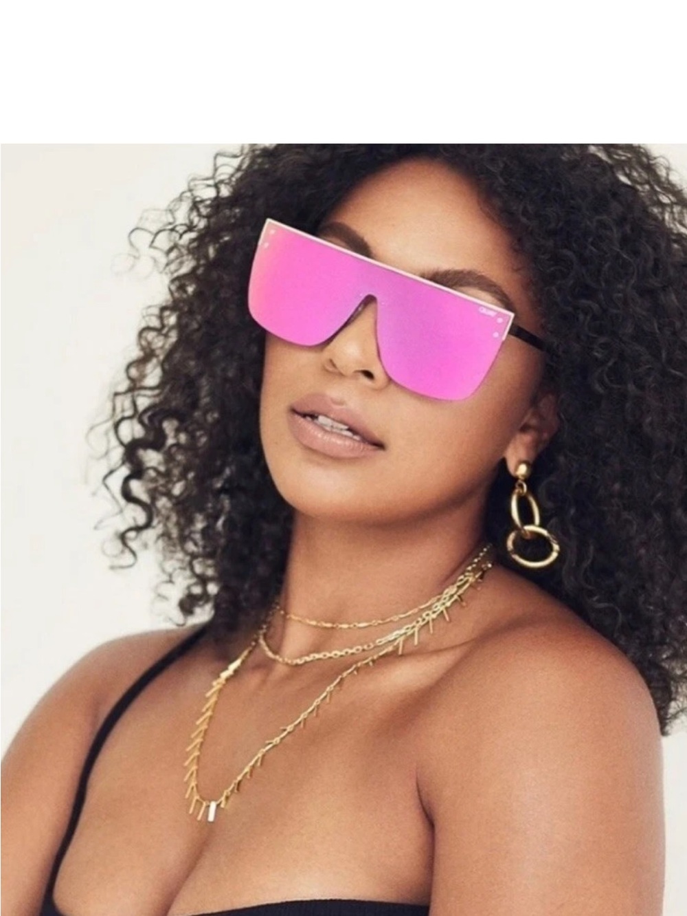Quay Australia “Blocked” Shield Sunglasses in Pink